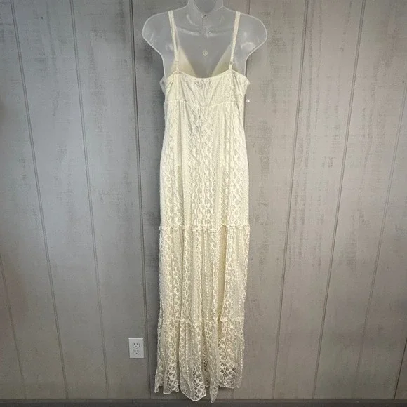 HeartSoul Women Lace Babydoll Maxi Dress Size L Tiered Ivory Summer Event NWT - Picture 3 of 8
